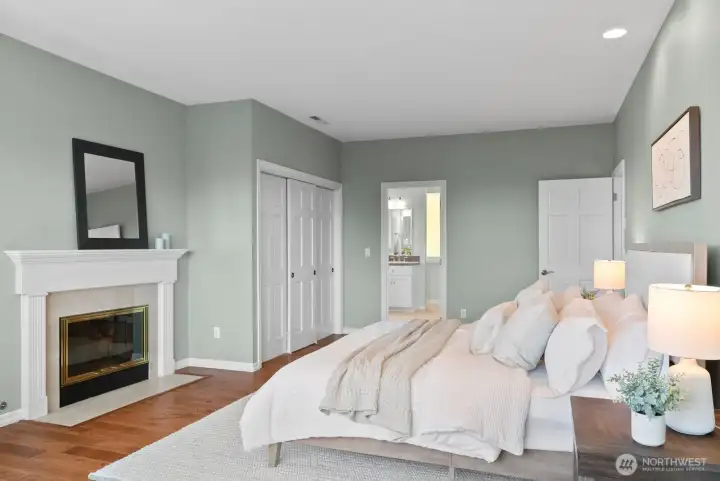 Primary Bedroom w/ gas fireplace