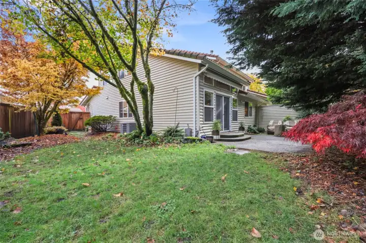 Great patio area and fenced back yard for small pets.