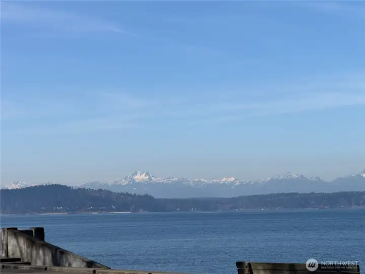 Views of the Olympic mountains from Alki Beach.