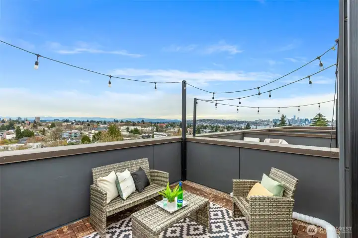 Roof deck has great privacy and excellent views.