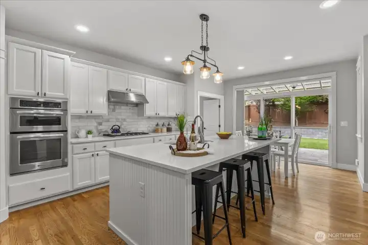 A renovated kitchen that is as stunning as it is functional.