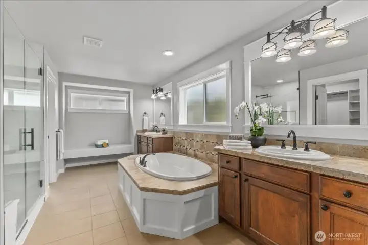 Primary Bath - Spa-inspired and thoughtfully renovated.