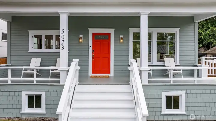 The rocking chair front porch is so cute!