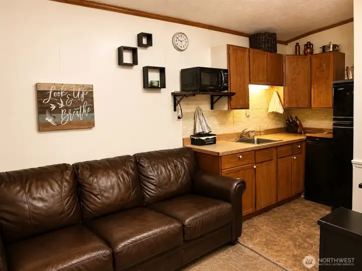 Open kitchen and living area