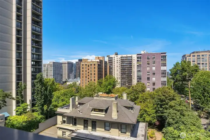 Protected views from the unit due to next door Dearborn House being a historic site, and home of the Historic Seattle organization