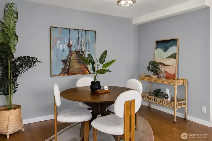 Dining room has space for a 6-seat dining table - or use as a combined dining and office space