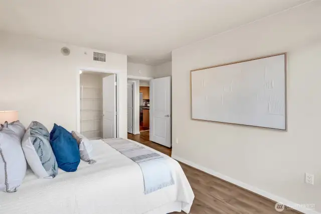 Super spacious primary with walk-in closet and private south facing covered view terrace!