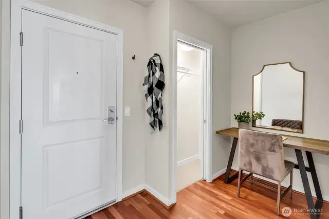 Welcome home to the 30th floor at the Cosmopolitan Tower, views overlooking the new convention center and filled with natural light! Dedicated Den and formal entry with large backlit closet, utility room (AC + Forced Air!) and Cherry Hardwood Flooring (No carpeting) throughout!