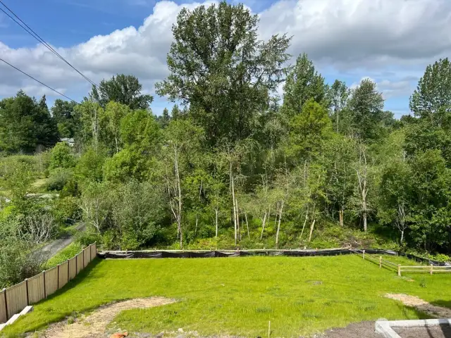 Property goes down to the protected space (NGPA). Upper portion (not pictured here) is level and will be fully landscaped. Lower will be kept natural for however you'd like to use it. Entire yard will be fenced.