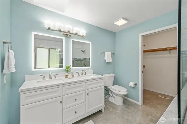 Large walk in closet off the bathroom as well as a linen closet and traditional closet.