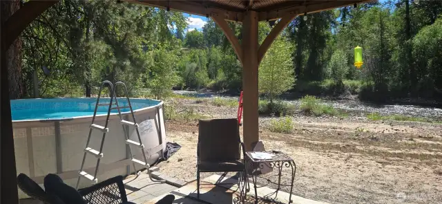 Above ground pool, next to gazebo!