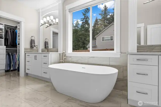 Soak your worries away in the deep, spa-like soaking tub—perfect for relaxation and unwinding.