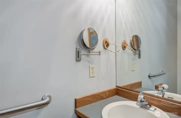 Main floor powder room is convenient to everything!