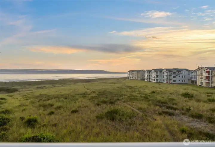 This unit has a wide angle panoramic westerly view of the water