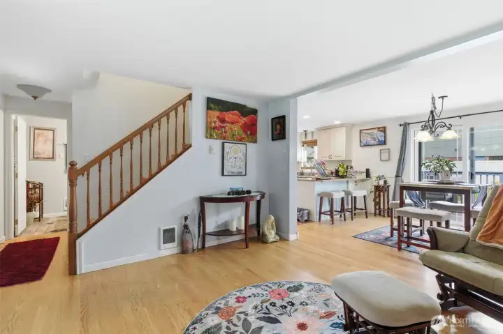 Stairs go up to the bedrooms