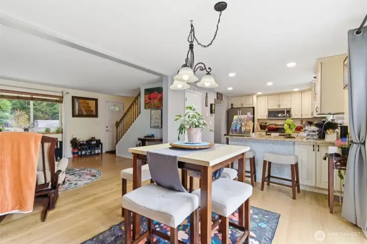 Dining room looking towards living room and kitchen.