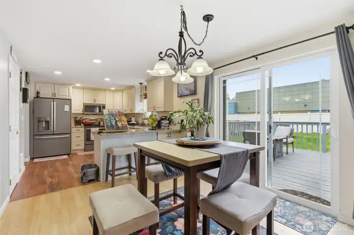 On the right are the sliding doors to the back yard