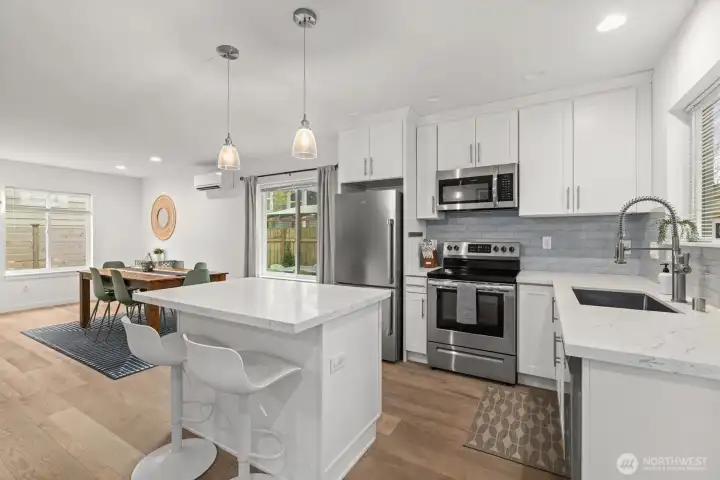 Kitchen with eating space. Kitchen with eating space.