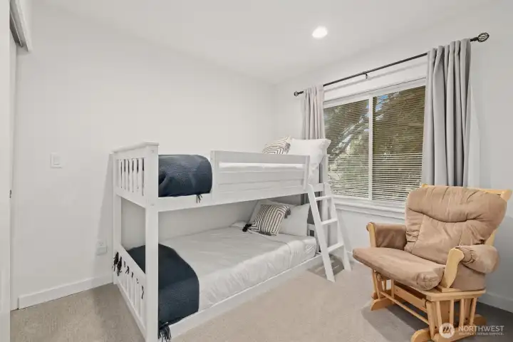 Third bedroom upper level. All bedrooms on same level. Third bedroom upper level. All bedrooms on same level.