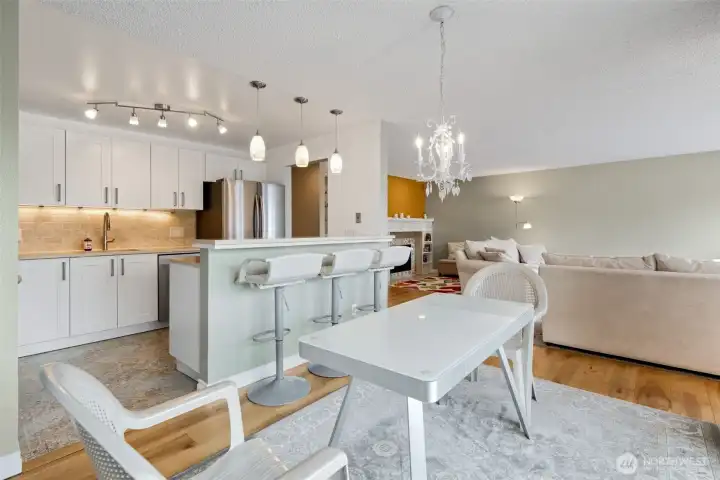 Open kitchen and dining