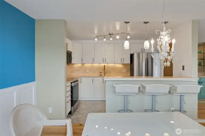 Open dining and kitchen