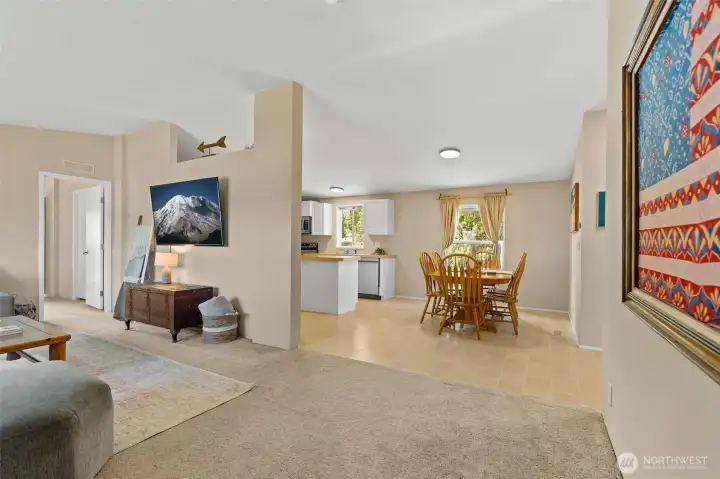 Open to the dining/kitchen area