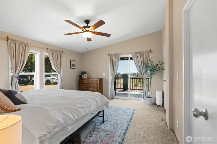 Master bedroom out to private deck