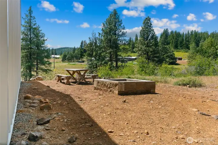 Lovely picnic area back of the shop