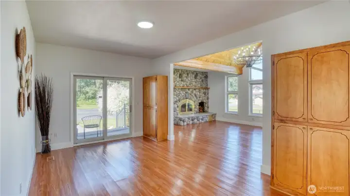 Dining room with sliding door to small patio