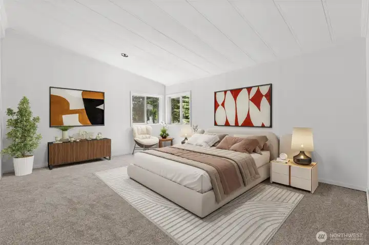 Primary bedroom virtually staged