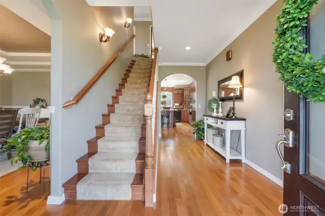 Stairway up - dining on left - kitchen ahead