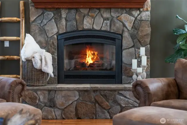 Cozy gas fireplace