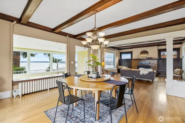 Expansive dining room with wonderful westerly and southerly views of Bellingham Bay and the islands.