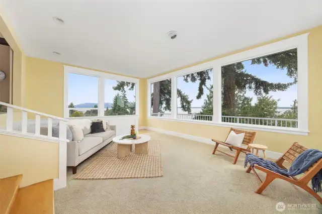 A few steps down from the dining/living room lead to this wonderful front View room.