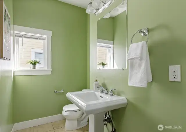 Powder room for guests is one of three bathrooms in the residence.
