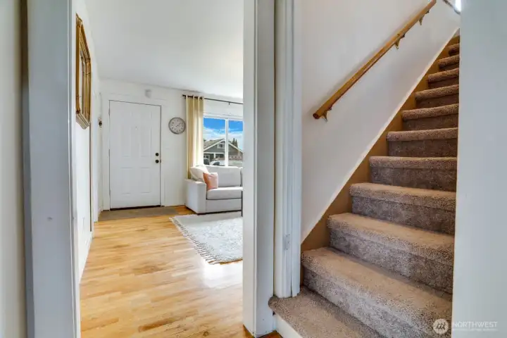 Heading upstairs. The square footage does not include any space upstairs!