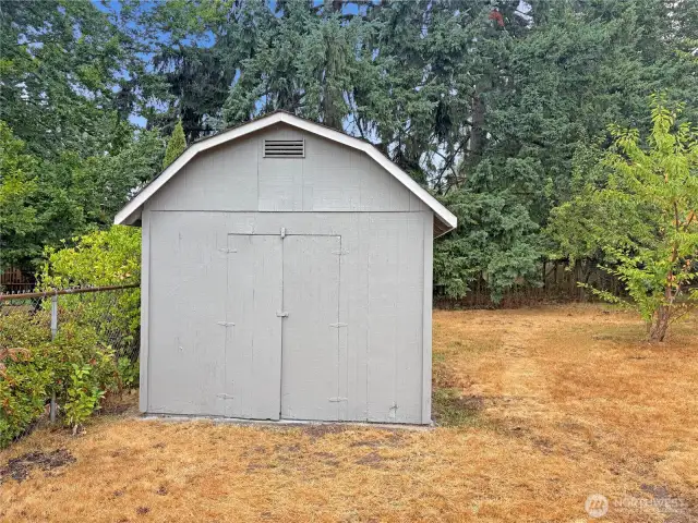 Large backyard shed for projects or gardening—useful storage in the Cascade neighborhood of Renton 98058.