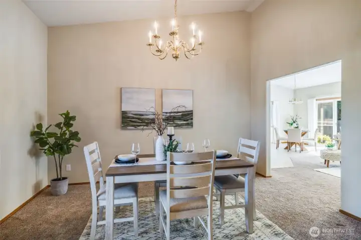 A perfect setting for holiday feasts and special celebrations with room for everyone at the table.
