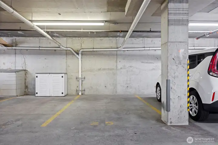 Secured parking garage; space #25