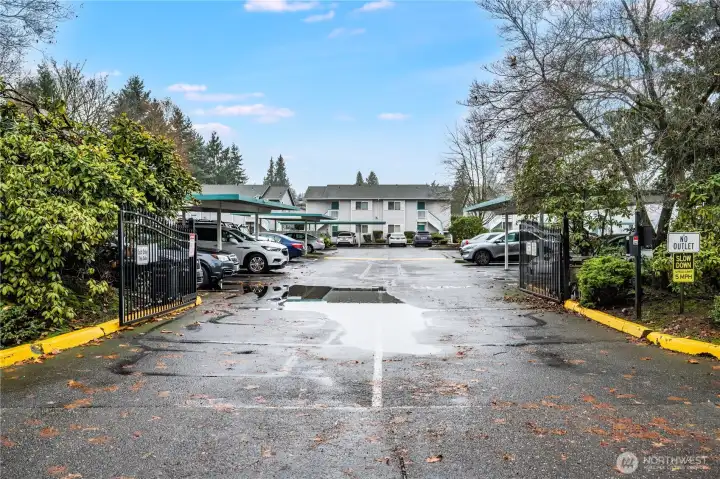 The community also features a security gate, which is closed at night for added safety and privacy.