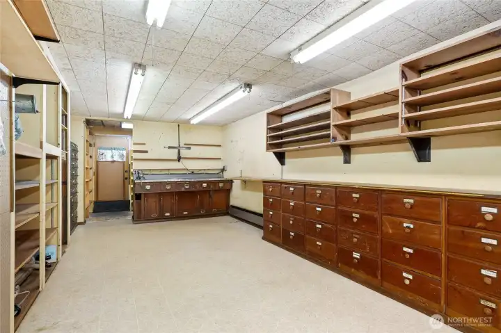 10 x 23 shop plus storage room and exterior exterior exit door.