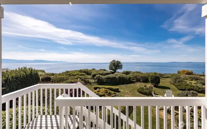 From the decks, you see the backyard garden, while you sit relaxing looking at he fabulous views.