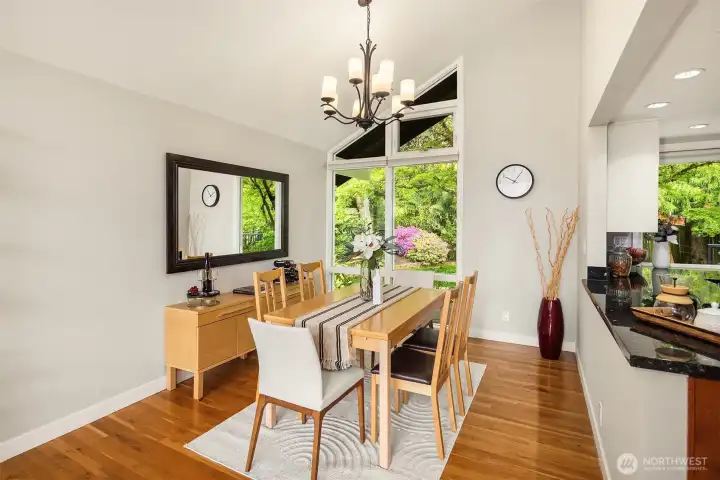 Formal dining room is perfect for formal and informal gatherings. Convenient pass through to the kitchen makes entertaining a breeze.