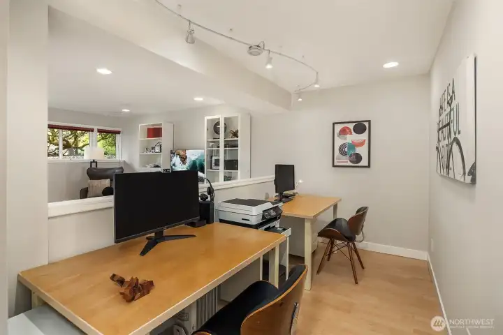 Great office or gaming space off the recreation room