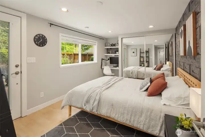 Lower-level bedroom with private entry