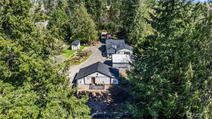 Aerial of Barn/ADU potential and rear of property!