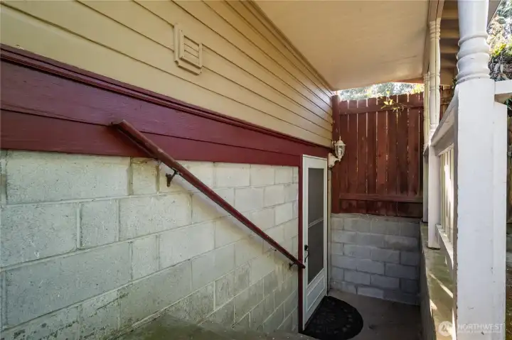 Door to basement living unit