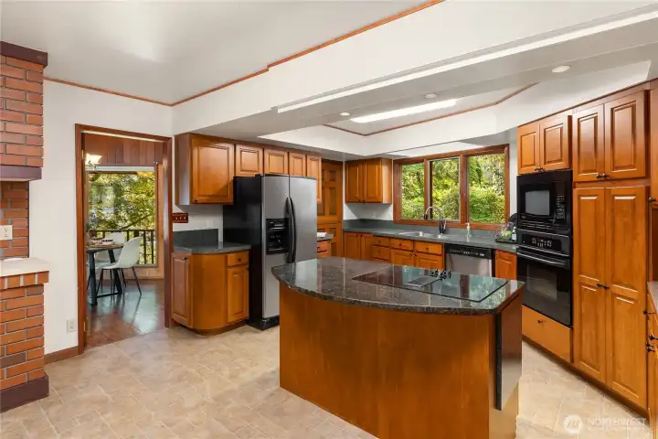 Cherry cabinets and island