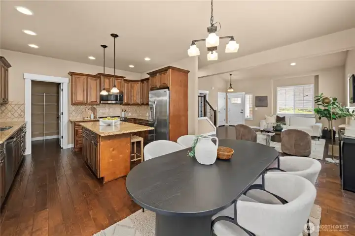 The dining room is conveniently located between the kitchen & living room, great for entertaining.