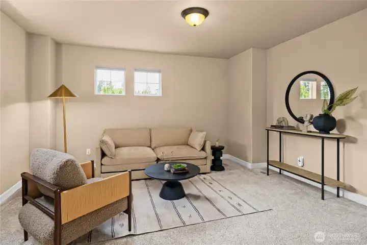 The bonus room could easily be divided into two distinct areas.